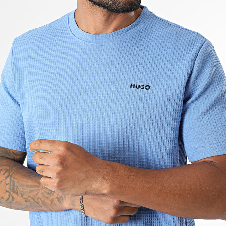 HUGO - Tee Shirt Texturé Austin 505320011 Bleu Clair