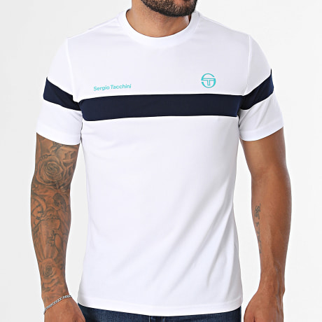 Sergio Tacchini - Tee Shirt Leone 41237 Blanc Bleu Marine