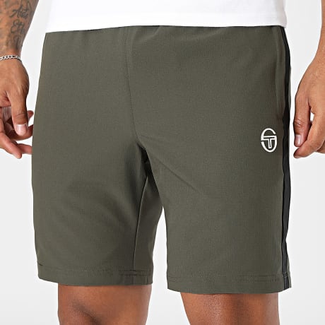 Sergio Tacchini - Short Jogging A Bandes Goccia 41556 Vert Kaki Noir