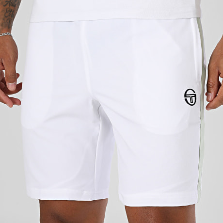 Sergio Tacchini - Short Jogging A Bandes Goccia 41556 Blanc Vert