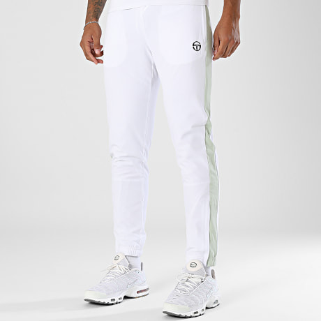 Sergio Tacchini - Pantalon Jogging A Bandes Gemelli 41560 Blanc Vert Clair