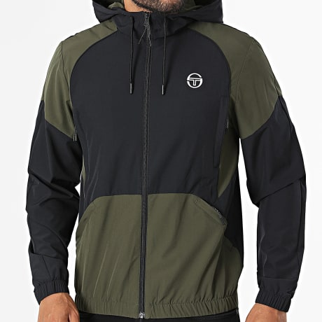 Sergio Tacchini - Veste Zippée A Capuche Grecale 41725 Vert Kaki Noir