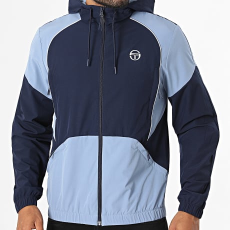 Sergio Tacchini - Veste Zippée A Capuche Grecale 41725 Bleu Marine Bleu Clair