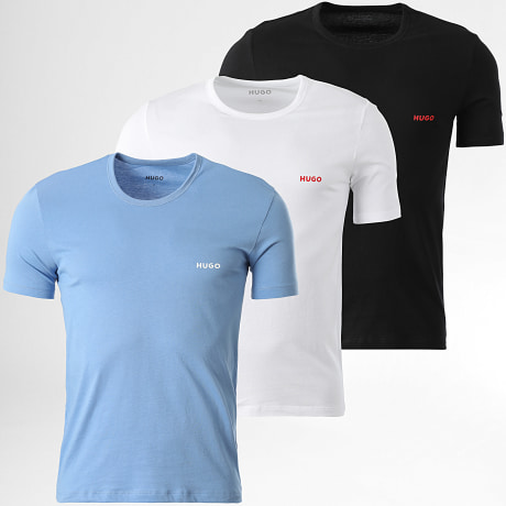 HUGO - Lot De 3 Tee Shirts 50532811 Noir Blanc Bleu Clair