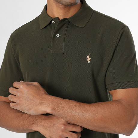 Polo Ralph Lauren - Polo Kurzarm Custom Slim Fit Original Player Dunkel Khaki Grün Beige