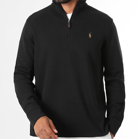 Polo Ralph Lauren - Pull Col Zippé Rib Oxford Noir