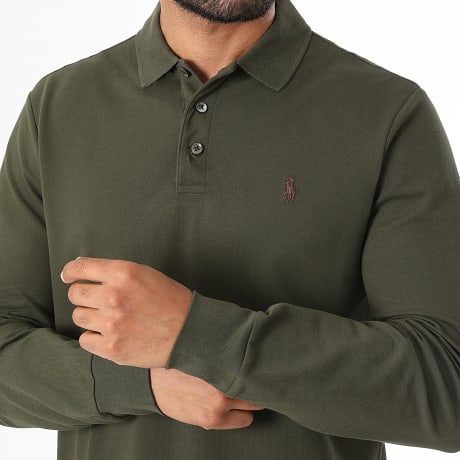 Polo Ralph Lauren - Langarm Polo Custom Slim Fit Original Player Kaki Braun