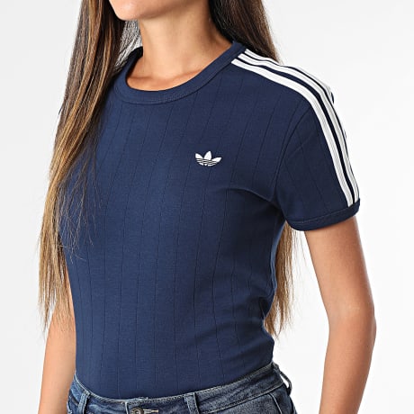Adidas Originals - T-Shirt Mit Streifen Damen Pstripe SS KS9992 Marineblau