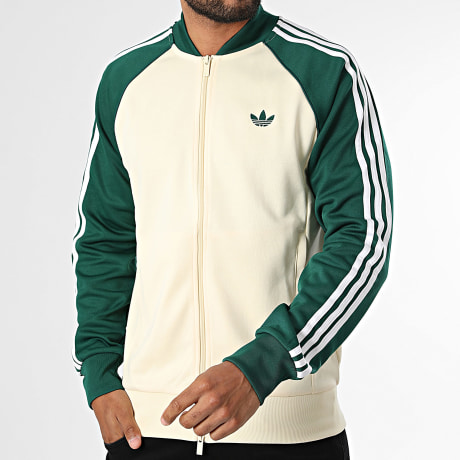 Adidas Originals - Veste Zippée A Bandes SST TT KT5038 Beige Vert