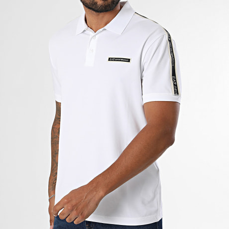 EA7 Emporio Armani - Polo Manches Courtes A Bandes 7M002190-AF10373 Blanc