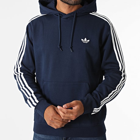 Adidas Originals - Sweat Capuche A Bandes 3 Stripes KE1686 Bleu Marine Blanc