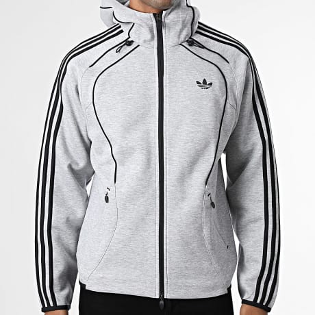 Adidas Originals - Veste Zippée A Capuche Spacer Teamgeist KR7070 Gris Chiné
