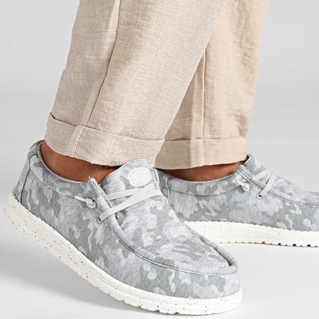 Hey Dude - Schoenen Mocassins Wally Stretch Jersey Camo Lichtgrijs