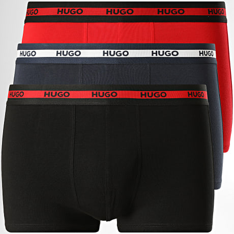 HUGO - Lot De 3 Boxers Planet 50492375 Noir Rouge Bleu Marine