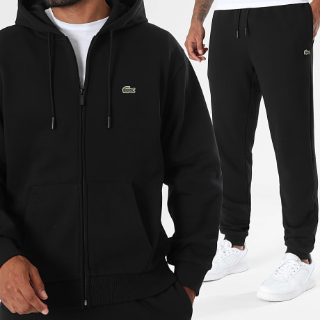 Lacoste - Conjunto De Pantalón Chándal Logo Bordado Cocodrilo Negro