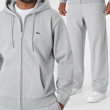 Lacoste - Conjunto De Pantalón Chándal Logo Bordado Cocodrilo Gris Jaspeado