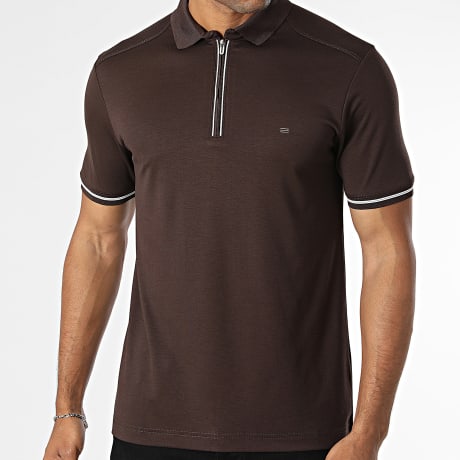 Classic Series - Polo Manga Corta Cuello Cremallera 898 Marrón Oscuro