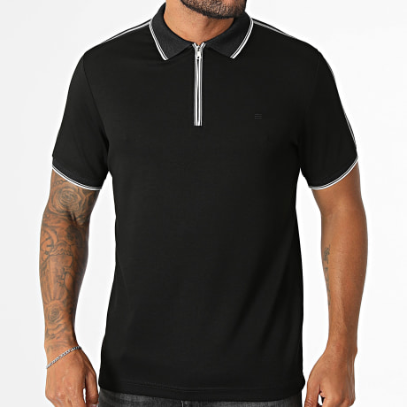Classic Series - Polo Mangas Cortas con Rayas Cuello con Cremallera 877 Negro