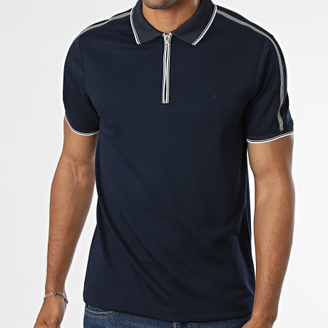 Classic Series - Polo Manga Corta A Rayas Cuello con Cremallera 877 Negro