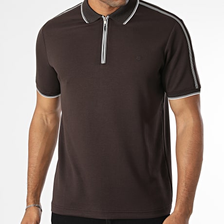 Classic Series - Polo a rayas 877 marrón oscuro