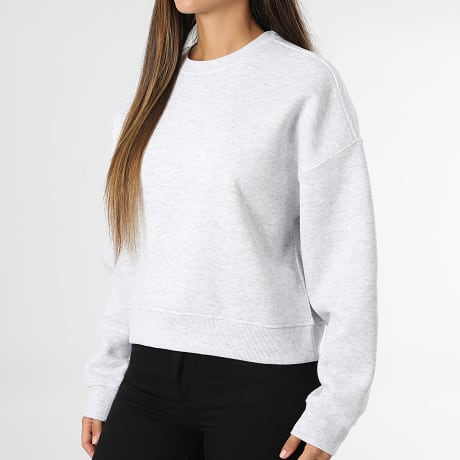 Only - Sweat Crewneck Femme Best Gris Clair Chiné