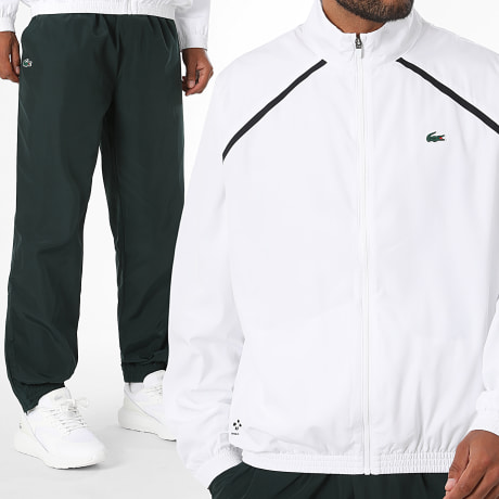 Lacoste - Conjunto Chándal Logo Cocodrilo Blanco Verde Oscuro