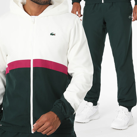Lacoste - Conjunto Regular Fit Logo Cocodrilo Verde Oscuro Blanco Violeta