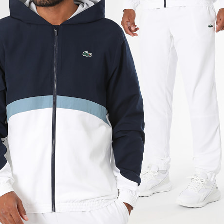 Lacoste - Conjunto Chándal Regular Fit Logo Cocodrilo Blanco Azul Marino Azul Claro