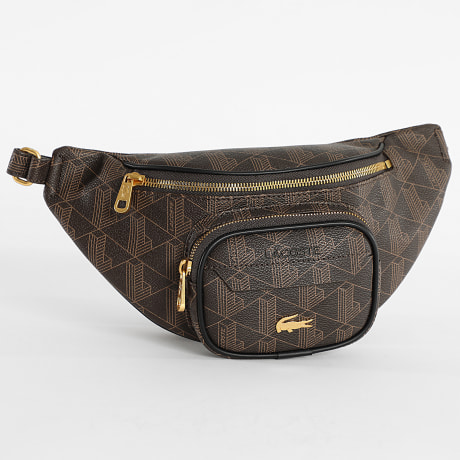 Lacoste - Riñonera Logo Cocodrilo Metal The Blend Marrón Dorado