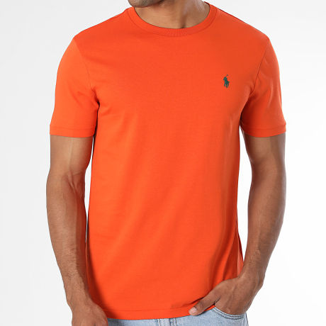 Polo Ralph Lauren - Tee Shirt Custom Slim Fit Original Player Orange Vert