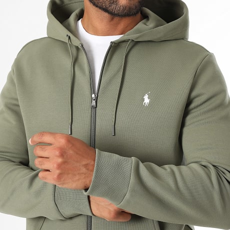 Polo Ralph Lauren - Sweat Capuche Zippé Original Player Vert Kaki Blanc