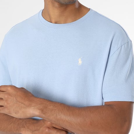 Polo Ralph Lauren - Tee Shirt Classic Fit Original Player Bleu Clair Beige
