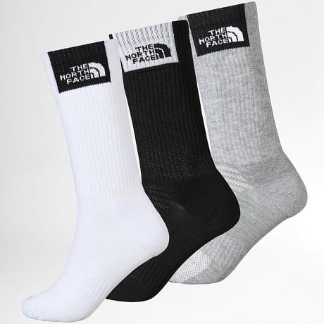 The North Face - Pack de 3 pares de calcetines Multi Sport Cush A882G Blanco Gris Jaspeado Negro