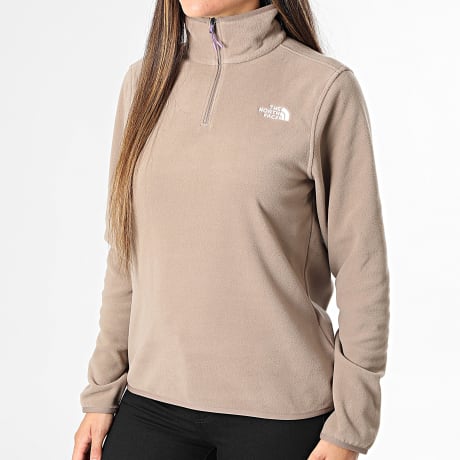 The North Face - Sweat Polaire Col Zippé Femme Glacier Fleece A8D2J Beige Foncé