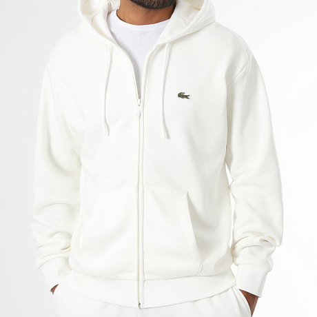 Lacoste - Sweat Capuche Zippé Classic Fit Logo Brodé Crocodile Beige Clair