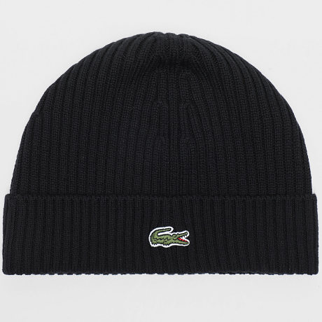 Lacoste - Gorro Side Logo Bordado Cocodrilo Negro