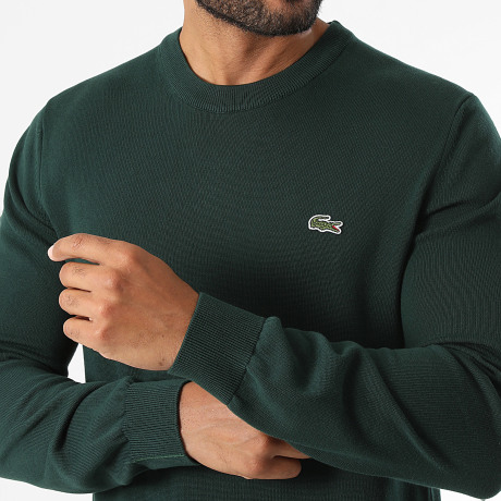 Lacoste - Pull Regular Fit Logo Brodé Crocodile Vert Foncé