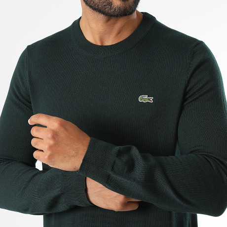 Lacoste - Pull Regular Fit Logo Brodé Crocodile Vert Foncé
