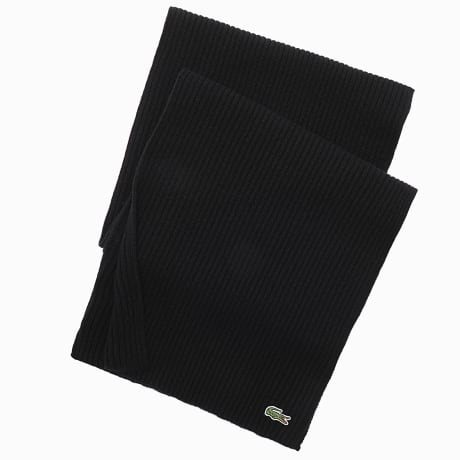 Lacoste - Bufanda Logo Bordado Cocodrilo Negro