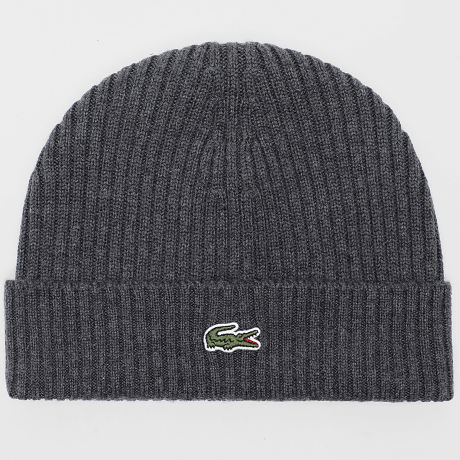 Lacoste - Gorro Side Logo Bordado Cocodrilo Gris Antracita