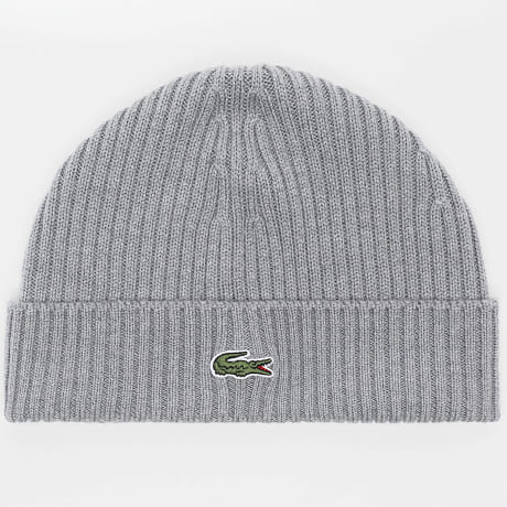 Lacoste - Gorro Side Logo Bordado Cocodrilo Gris