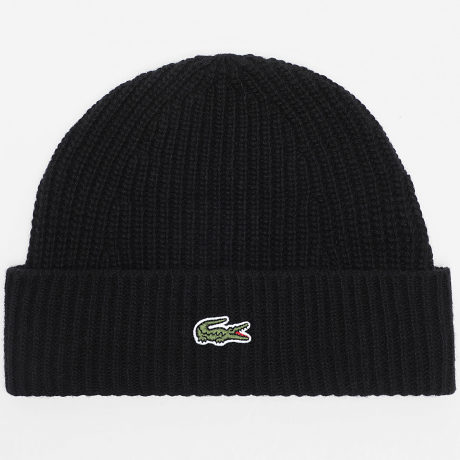 Lacoste - Gorro Logo Bordado Cocodrilo Negro