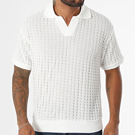 Fusional - Polo de manga corta Crochet 602 blanco
