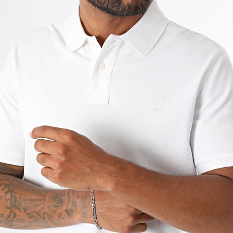 Timberland - Polo Manga Corta Regular Fit Pique 0YHBF Blanco