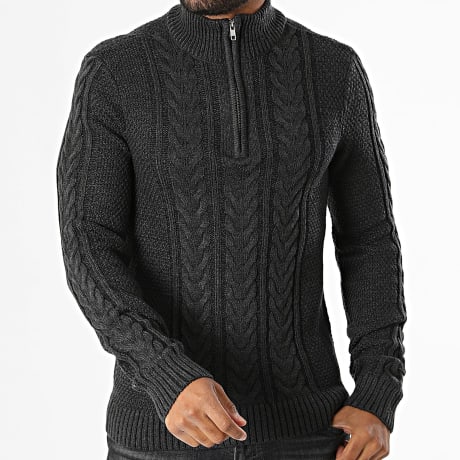 Blend - Pull Col Montant Zippé Asim 20720847 Gris Anthracite