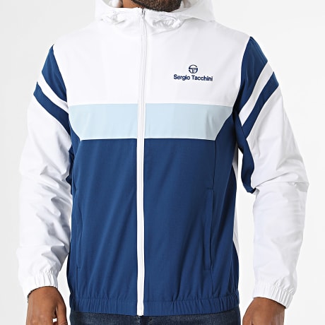 Sergio Tacchini - Veste Capuche Zippée Musa 41731 Blanc Bleu Marine Bleu Clair