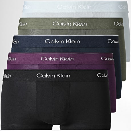 Calvin Klein - Pack de 5 Boxers NB4390 Negro Gris Claro Azul Marino Violeta Verde Kaki