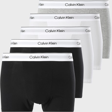 Calvin Klein - Pack de 5 Boxers NB4437 Blanco Gris Jaspeado Negro