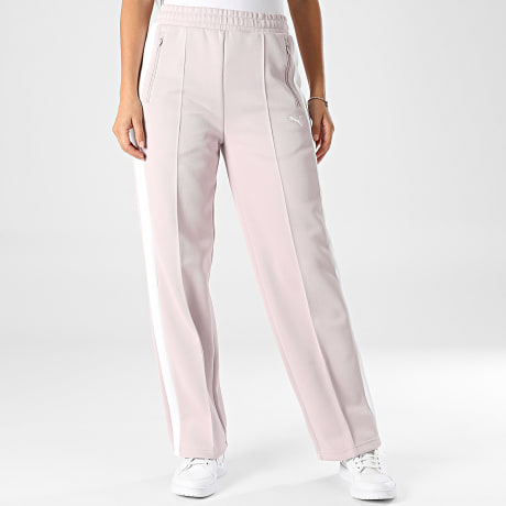 Puma - Pantalon Jogging A Bandes Femme T7 629797 Rose Blanc