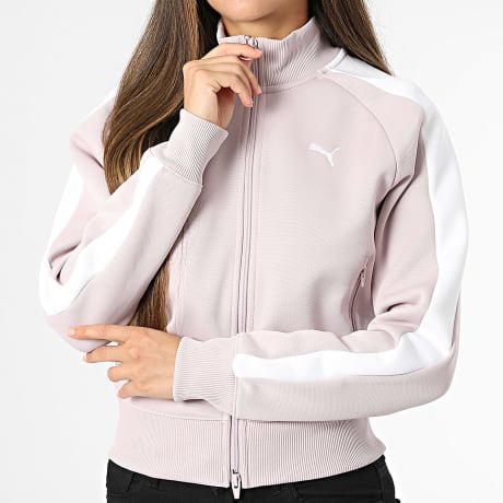 Puma - Jas met Ritssluiting en Strepen Dames T7 629796 Roze Wit